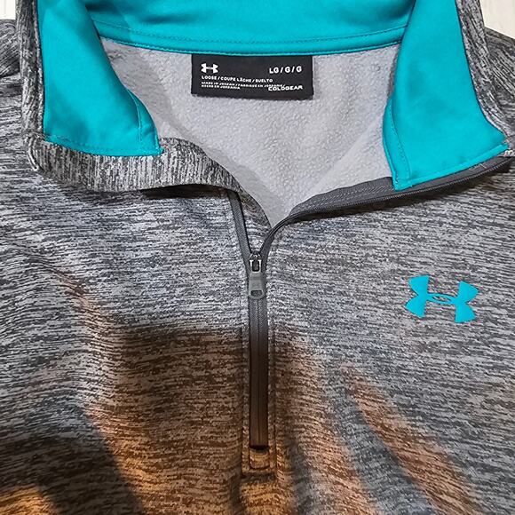Under Armour ColdGear Fleece 1/2 Zip Gray Long Sleeve Pullover Size L - Picture 4 of 7